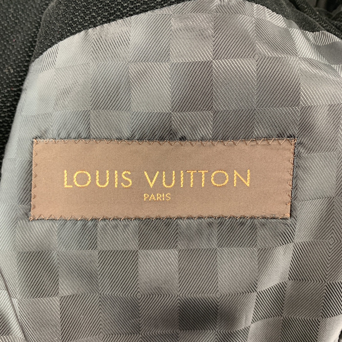 LOUIS VUITTON Size 44 Textured Black Cotton Velvet Notch Lapel Sport Coat