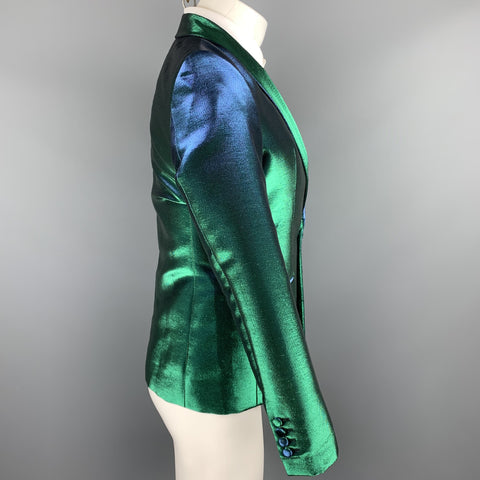 EACH X OTHER Size 36 Green Iridescent Polyester Blend Sport Coat