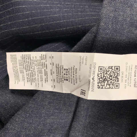 EMPORIO ARMANI Size 34 Navy Gray Pinstripe Hoodie Jacket