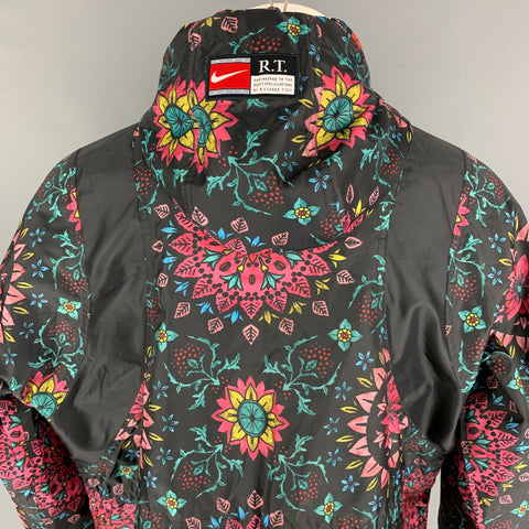 NIKE x Ricardo Tisci Size M Black Multi-Color Floral Polyester Hoodie Jacket