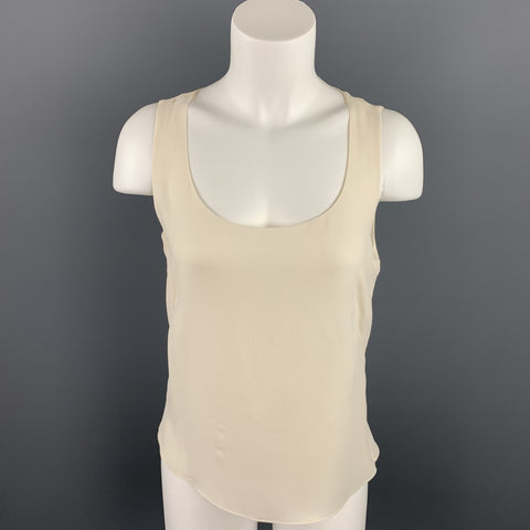 AKRIS Size 6 Cream Chiffon Silk Sleeveless Blouse