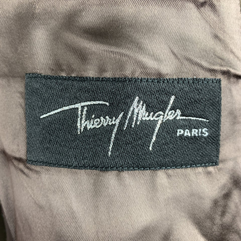 THIERRY MUGLER Size 40 Brown Wool High Collar Hidden Placket Coat