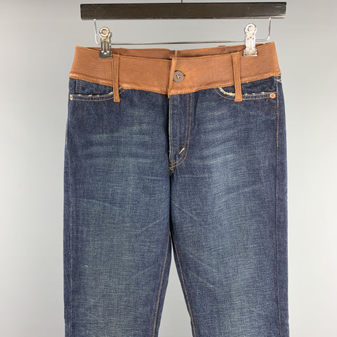 LEVI'S Size 30 Indigo Solid Cotton Button Fly Jeans