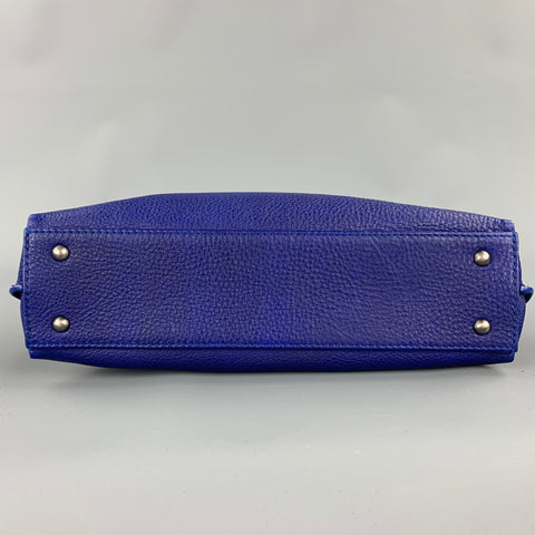 AKRIS Ai Little Cuervo Blue Leather Pebble Grain Shoulder Bag