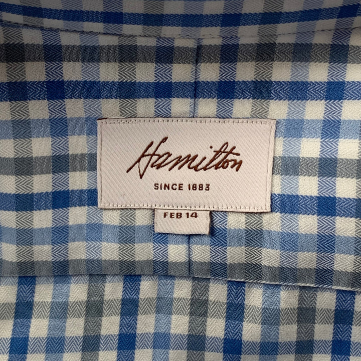 HAMILTON Size L Light Blue Plaid Cotton Button Down Long Sleeve Shirt