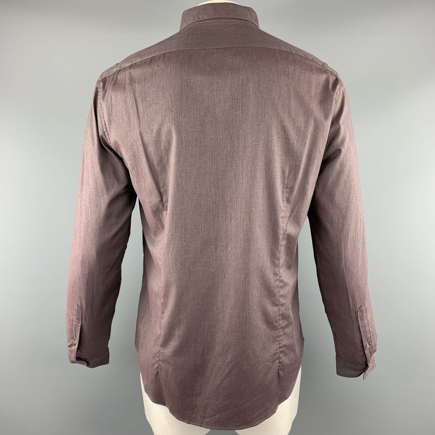 JOHN VARVATOS Size L Brown Solid Cotton Button Up Long Sleeve Shirt
