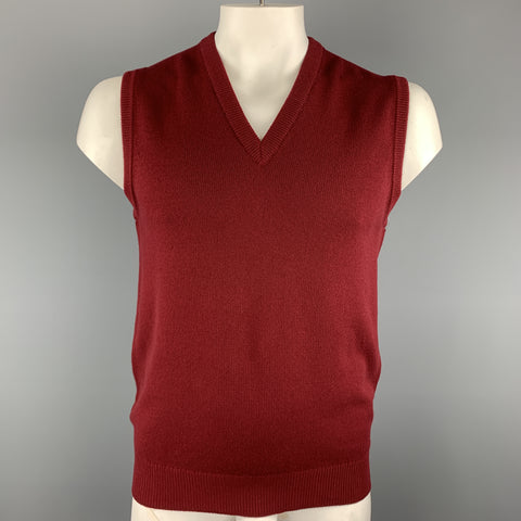BALLANTYNE Chaleco tipo suéter con cuello en V de cachemira burdeos Talla XL