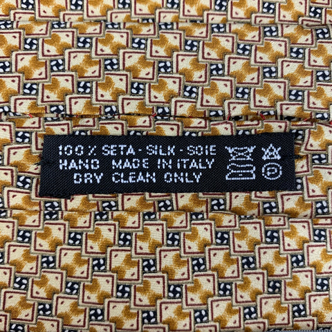 BRIONI Beige & Black Abstract Silk Tie