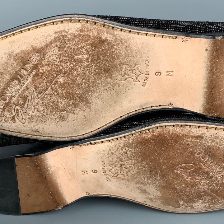 DONALD J PLINER Size 9 Black Beaded Leather Slip On Loafers