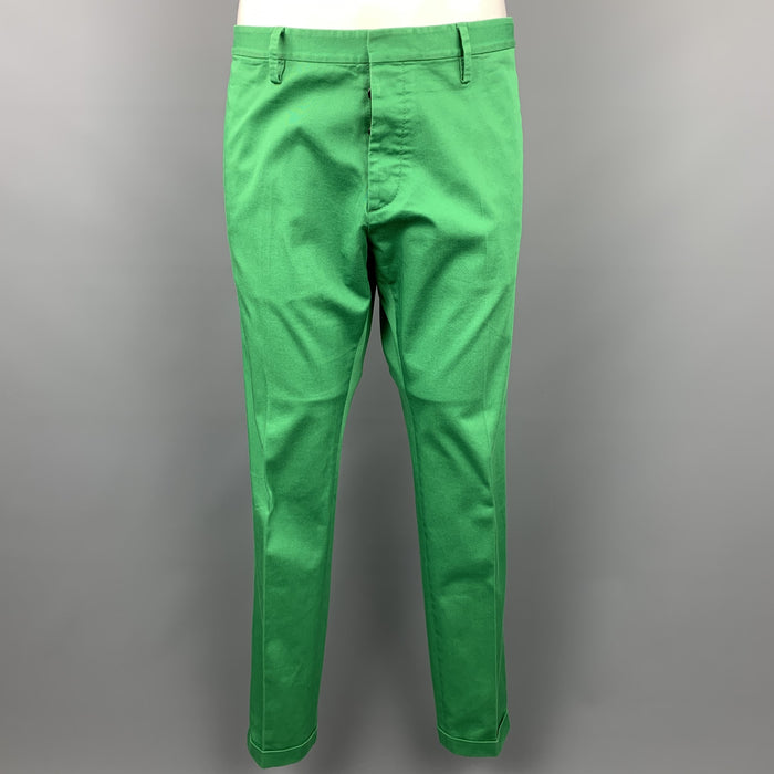 DSQUARED2 Talla 34 Pantalones casuales con bragueta de botones de algodón verde