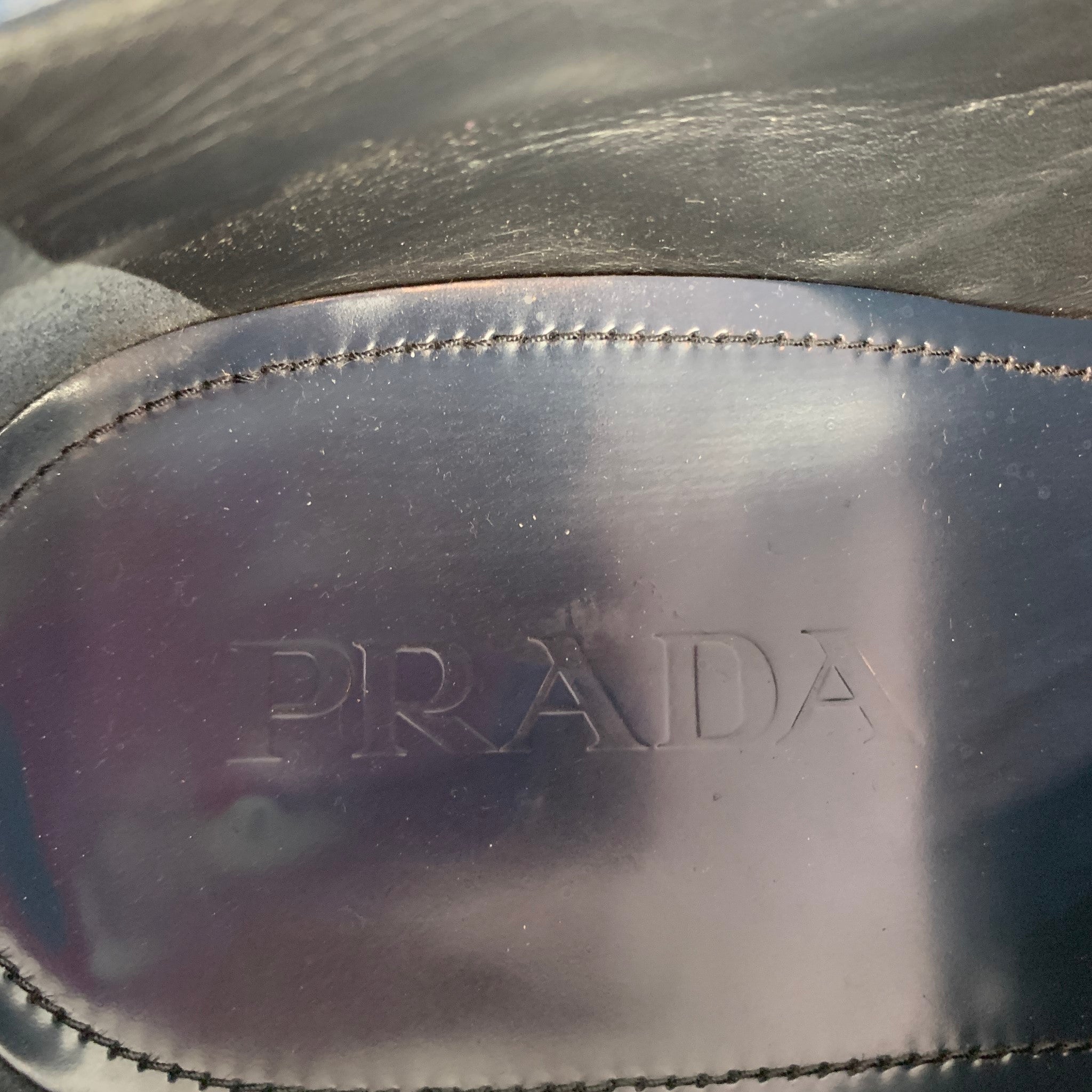 PRADA Size 13 Blue Perforated Leather Wingtip Lace Up Shoes