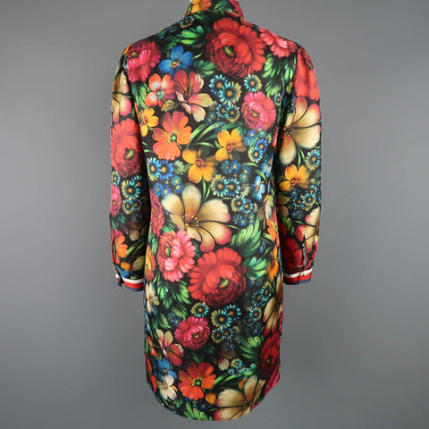 GUCCI by Alessandro Michele Size 6 / IT 42 Floral Silk Ruffled Bow Collar Dress GUCCI