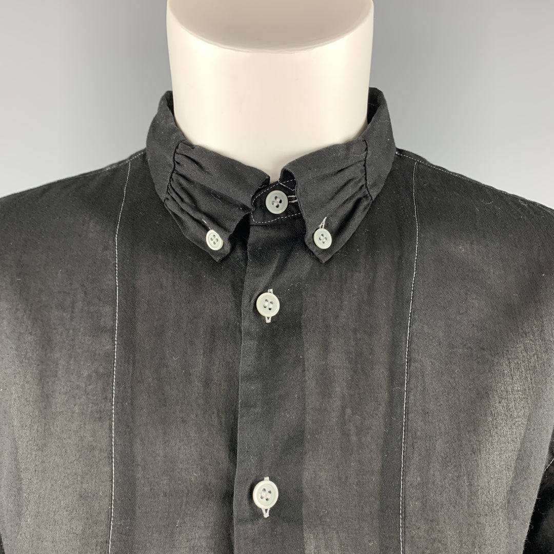 COMME des GARCONS Taille M Robe chemise surdimensionnée en coton transparent noir à points contrastés