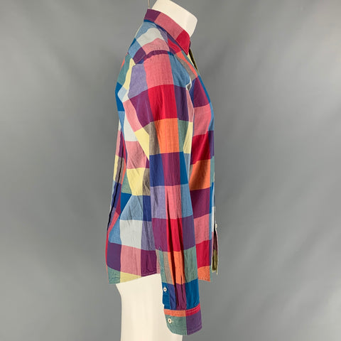 BEN SHERMAN Size M Multi-Color Checkered Cotton One pocket Long Sleeve Shirt