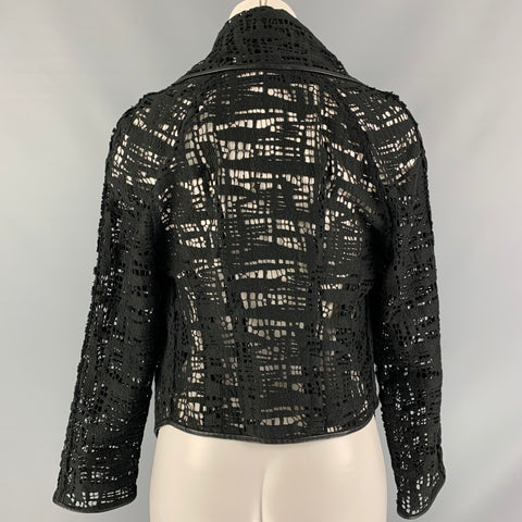PORTS 1961 Chaqueta asimétrica de encaje negro talla 8