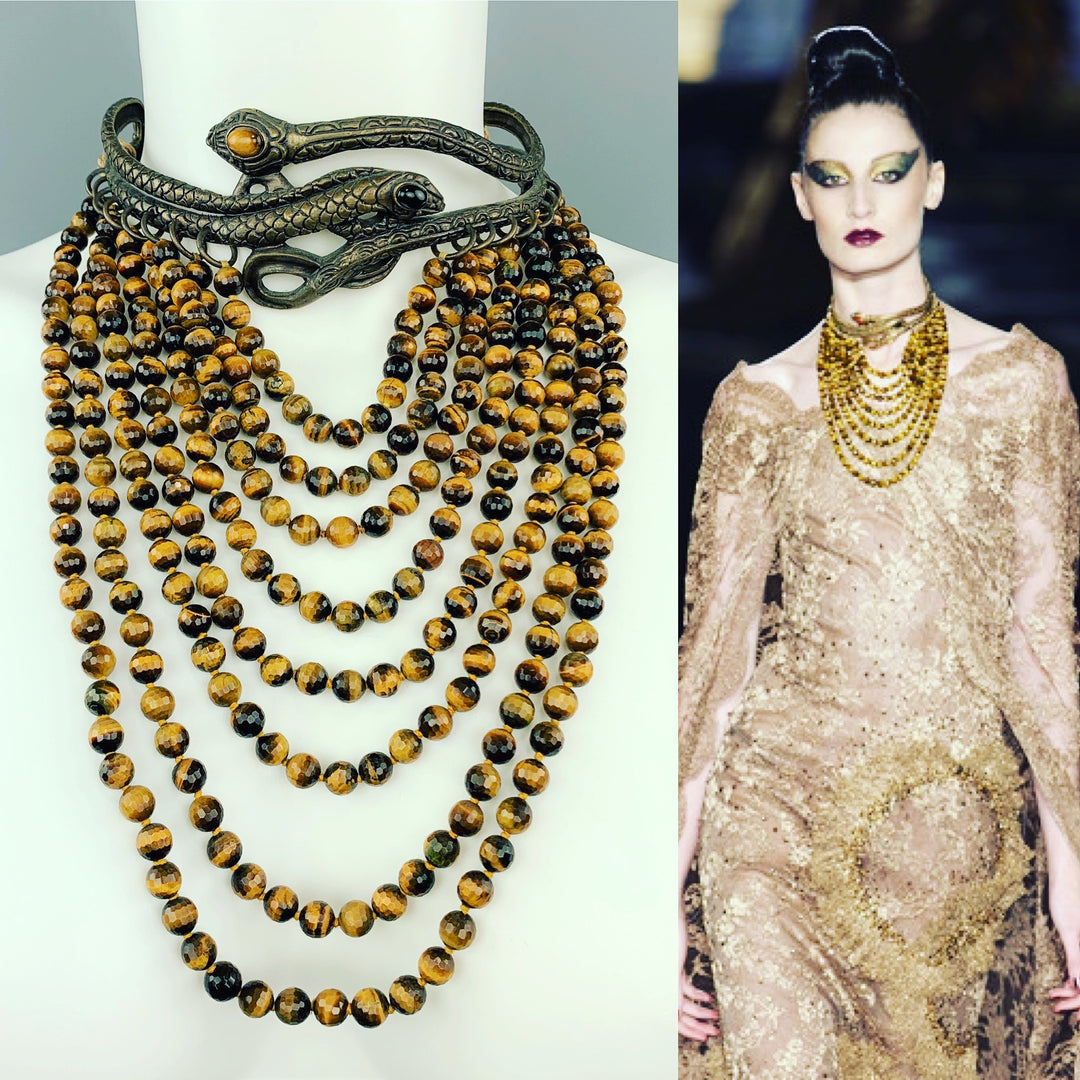 VALENTINO GARAVANI FW 2002 Couture Collier ras de cou serpent à perles