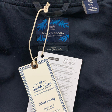 SCOTCH AND SODA Size XXL Navy Jacquard Polyester Zip Up Jacket