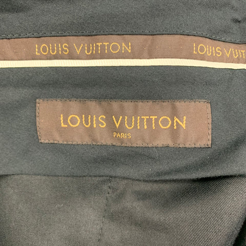 LOUIS VUITTON Size 36 Navy Grey Plaid Wool Zip Fly Dress Pants
