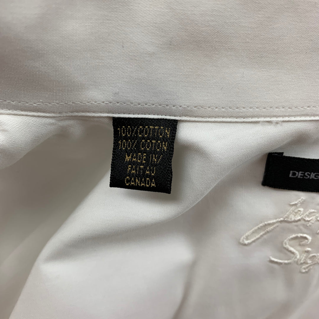 JACK LIPSON Size M White Embroidery Cotton French Cuff Long Sleeve Shirt
