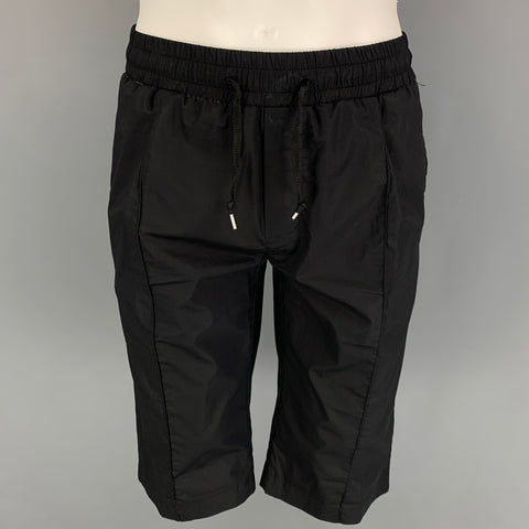 DANIELE ALESSANDRINI Size S Black Cotton Elastic Waistband Shorts