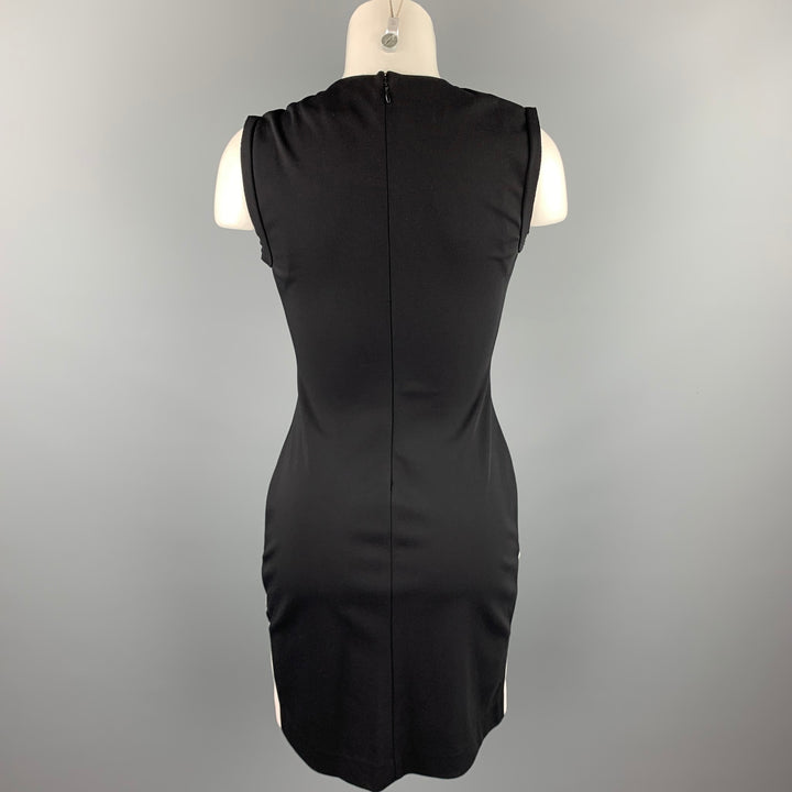 DIANE VON FURSTENBERG Size 2 Cream & Black Pleated Polyamide Sheath Dress