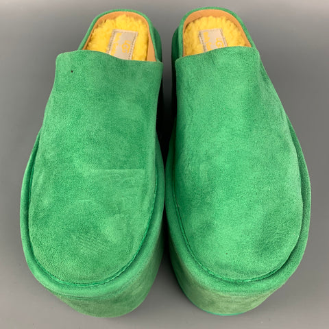 UGG x MOLLY GODDARD Zapatos planos con plataforma de ante verde talla 7