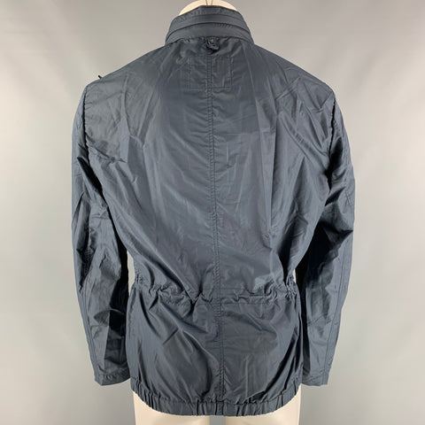 FIORONI Taille 40 Veste en laine mélangée charbon de bois tricotée avec fermeture éclair et boutons-pression