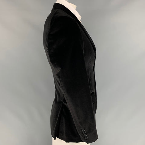 VERSUS by GIANNI VERSACE Size 40 Black Cotton Blend Velvet Sport Coat