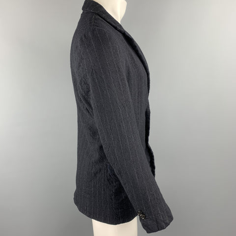 08SIRCUS Size 38 Navy Chalkstripe Wool Notch Lapel Jacket