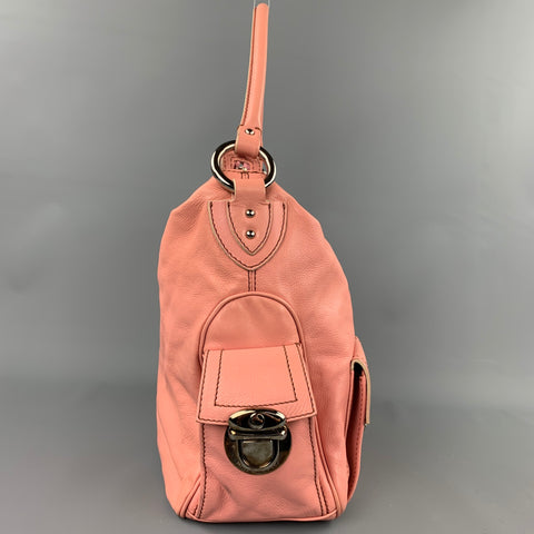 MARC JACOBS Pink Contrast Stitch Leather Top Handles Handbag