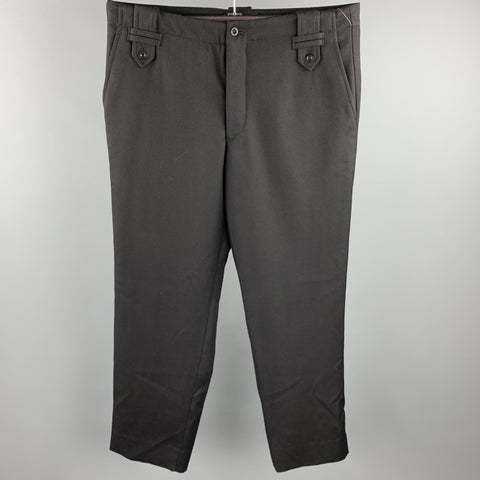 JOHN BARRITT Size 36 Black Wool Button Fly Dress Pants