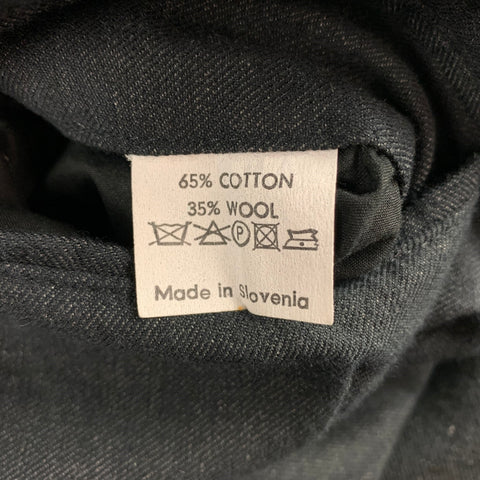 DRIES VAN NOTEN Size 44 Regular Charcoal Cotton / Wool Peak Lapel Suit