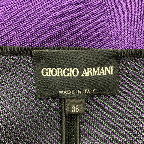 GIORGIO ARMANI Size 2 Black Green & Purple Color Block Shoulder Pad Jacket