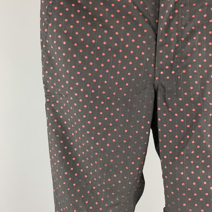 COMME des GARCONS HOMME PLUS Size XS Black & Red Dots Wool Dress Pants