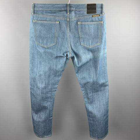 CIVILIANAIRE Size 34 Blue Contrast Stitch Selvedge Denim Zip Fly Jeans