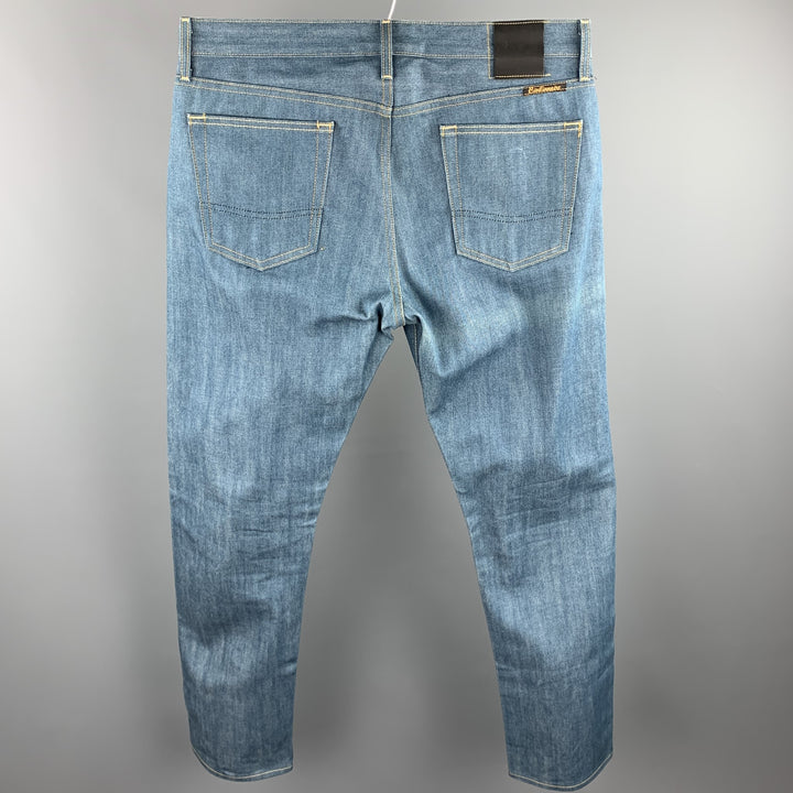 CIVILIANAIRE Taille 34 Bleu Contrast Stitch Selvedge Denim Zip Fly Jeans