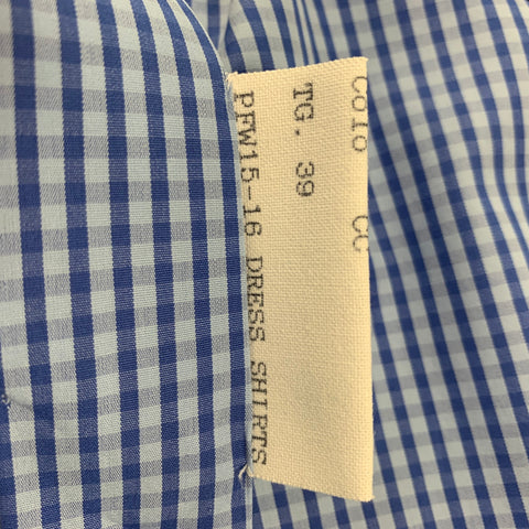 KITON for BARNEY'S NEW YORK Size 42 Light Blue Gingham Cotton Spread Collar Long Sleeve Shirt