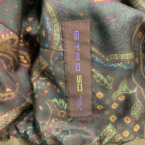 ETRO Size 40 Olive Quilted Cotton Blend Buttoned Vest
