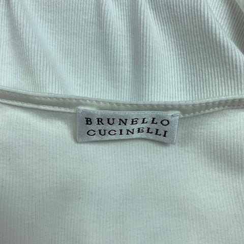 BRUNELLO CUCINELLI Size S White Knotted Cotton / Lycra Blouse
