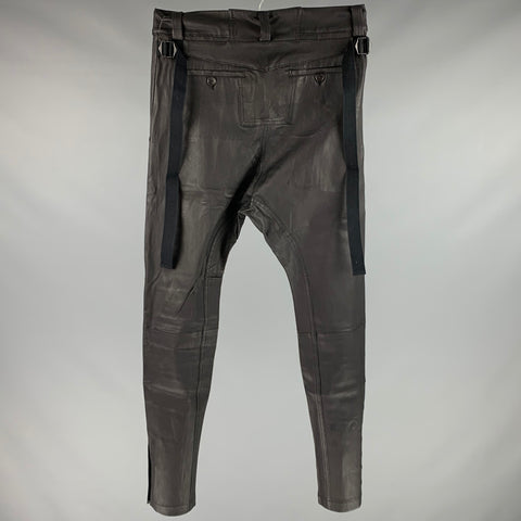 ALEXANDRE PLOKHOV Size S Black Leather Drop-Crotch Casual Pants