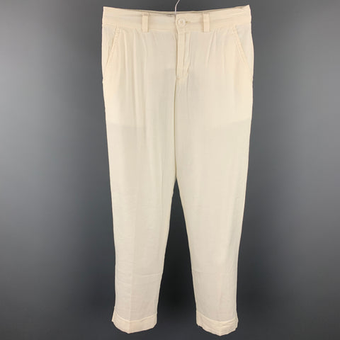MR TURK Size 28 Off White Linen Zip Fly Dress Pants