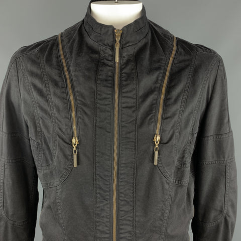 JUST CAVALLI Taille 44 Veste zippée à col haut en coton noir