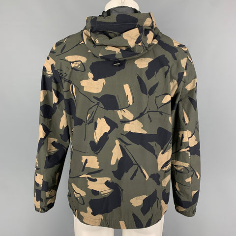 THEORY Size M Olive Black Khaki Camo Nylon Windbreaker Jacket