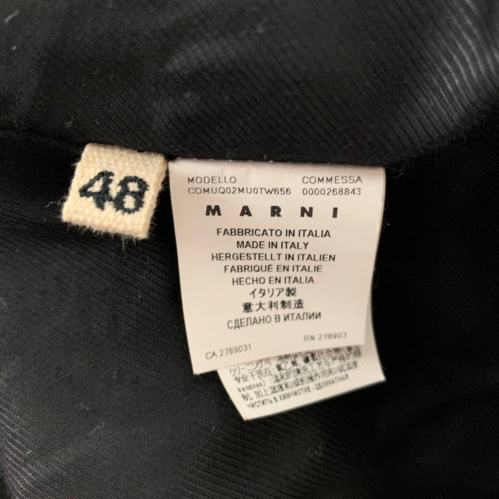 MARNI Size 38 Black & Grey Window Pane Wool Notch Lapel Sport Coat