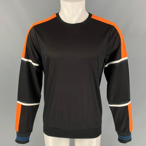 PS by PAUL SMITH Size S Black Orange Color Block Cotton Blend Jersey Pullover
