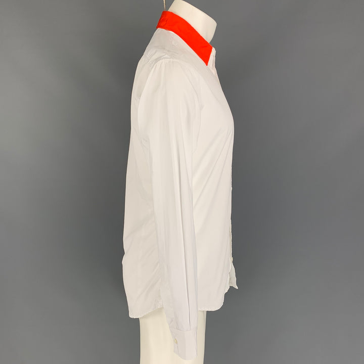 DSQUARED2 Size S White & Orange Cotton Button Up Long Sleeve Shirt