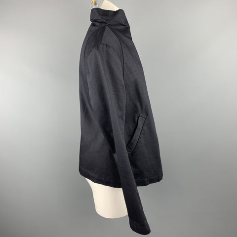 HARPUTS Size M Navy Cotton Asymmetrical SQUARE Jacket