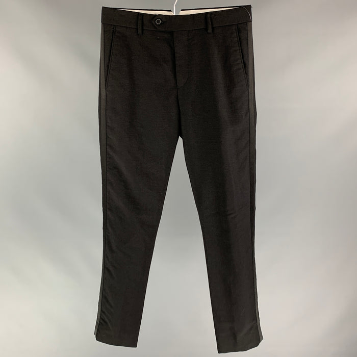 ACNE STUDIOS Size 30 Black Mohair / Wool Tuxedo Dress Pants