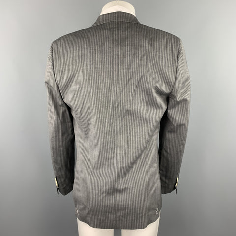 MARC JACOBS Taille 40 Manteau de sport à revers en laine à rayures grises
