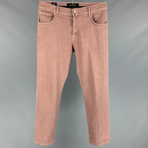 KITON Size 34 Pink Grey Heather Cotton Jeans